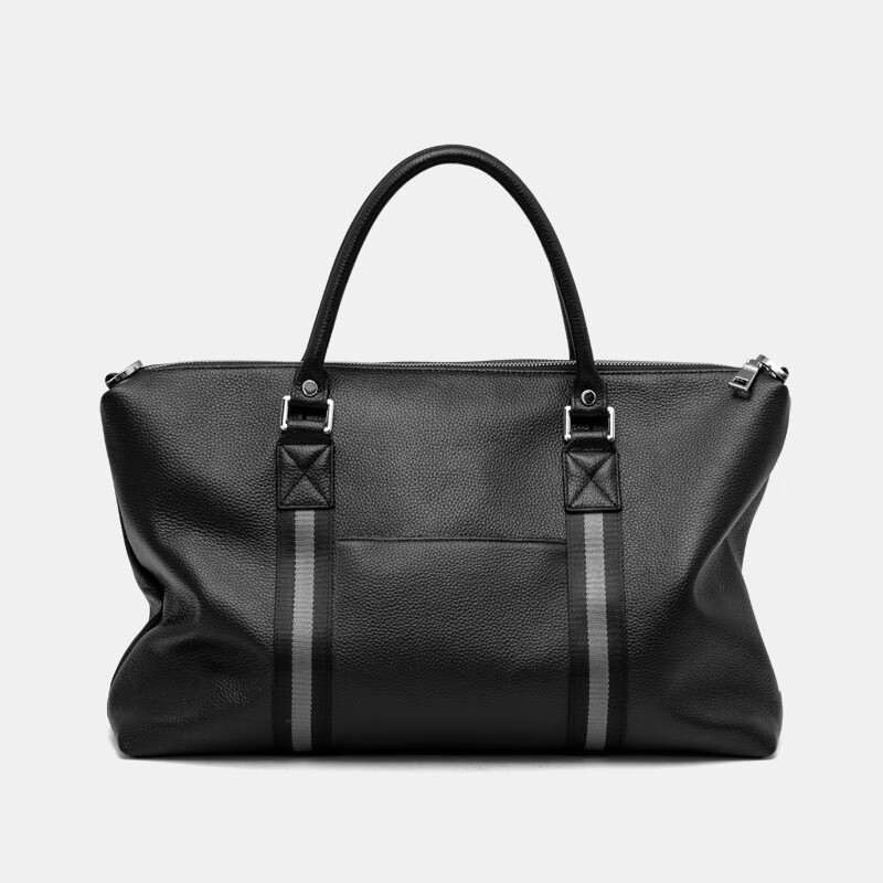 （PAMIQI）品牌真皮旅行包男手提包大容量短途出差旅游登机行李包头层牛皮男士包 黑色 中