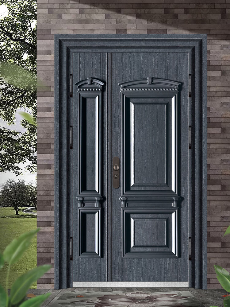 德骊嘉锌钛合金子母门家用别墅外农村入户大门双开门甲级 5201铝花