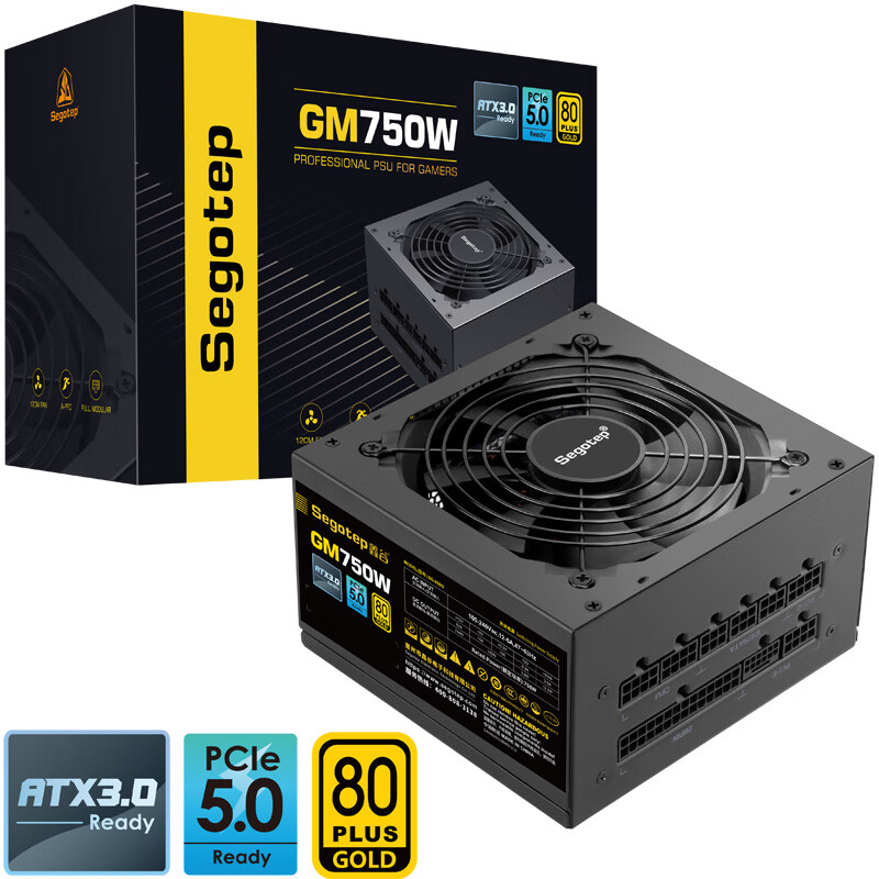 鑫谷（segotep）GM750W ATX3.0电源（原生PCIE5.0/12VHPWR/80plus金牌/全模组设计/台式电脑主机箱电源）