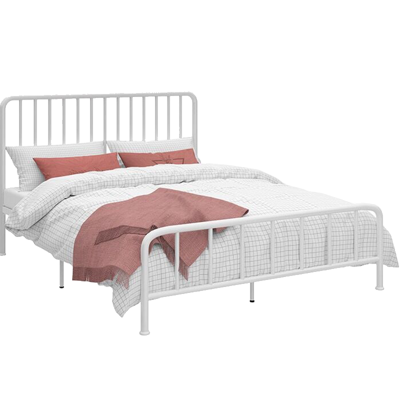L&S 床铁艺床欧式铁架床时尚双人床现代简约卧室主卧出租房宿舍床架 YC09 白色1.2*2m（质量升级）