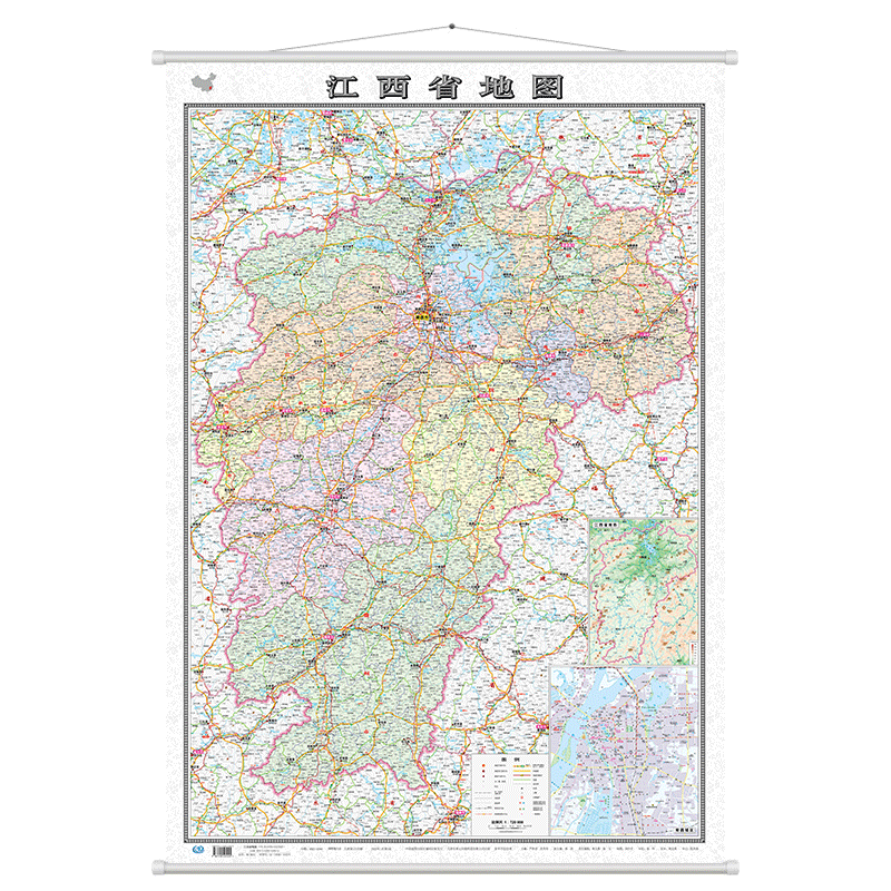 2023年新江西省地图 1.1米*0.8米高清覆膜政区交通地形挂绳版挂图