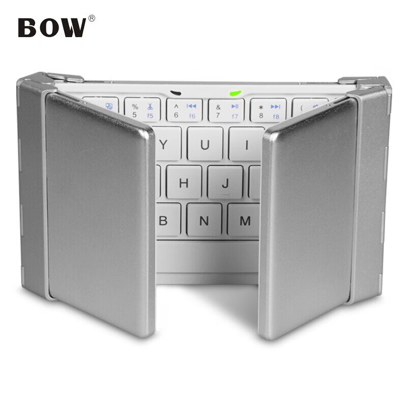 航世（BOW）HB066键盘 无线蓝牙键盘 办公键盘 折叠便携 64键 手机平板ipad键盘 超薄巧克力按键 白色