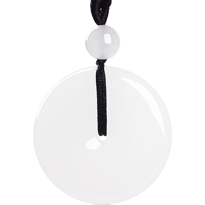 7000年和田玉吊墜羊脂白玉平安扣玉墜男女款情侶吊墜  約32mm