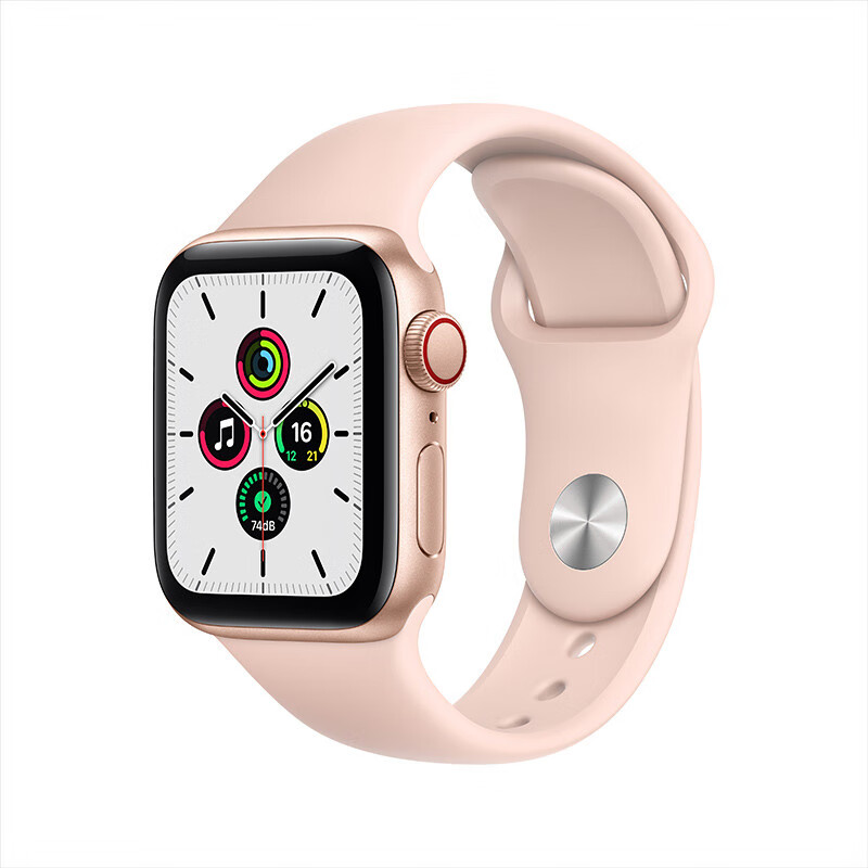 Apple Watch SE 智能手表 GPS+蜂窝款 40毫米金色铝金属表壳 粉砂色运动型表带MYEH2CH/A