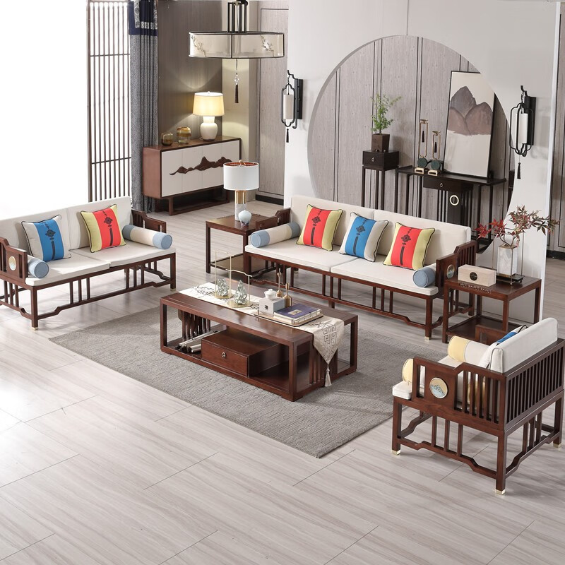 壹设(yishe) 壹设新中式实木沙发组合现代中式1 2 3沙发中式酒店民宿