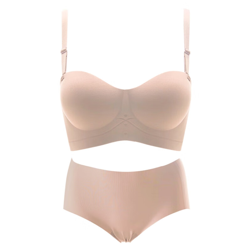 多情猫半杯内衣女调整型聚拢收副乳防下垂无钢圈秋冬无痕性感文胸罩套装 经典黑套装+裸肤色套装 L (36CD杯/105-120斤【薄0.4cm】