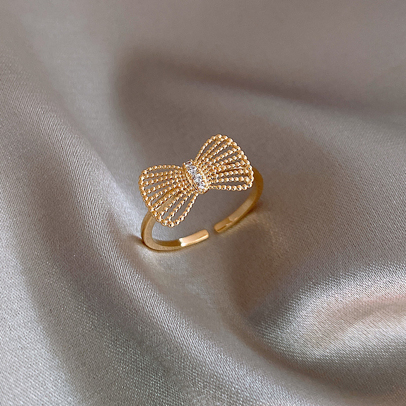 设计师款蝴蝶结戒指女网红时尚个性指环食指戒ins潮简约冷淡风