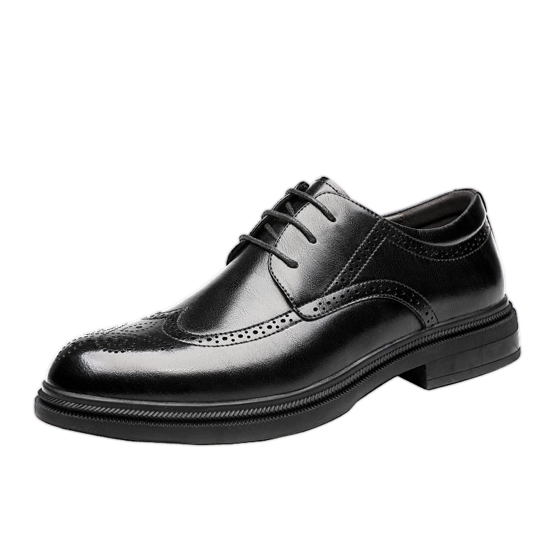 卡帝樂(lè )鱷魚(yú)（CARTELO）男鞋英倫布洛克皮鞋男牛皮休閑內增高正裝鞋9495增高39