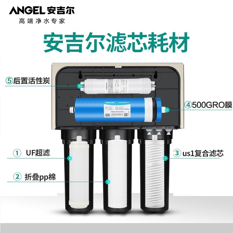 【官方旗舰】安吉尔滤芯通用 净水器家用厨房净水器过滤替芯 厨下系列 US1复合膜