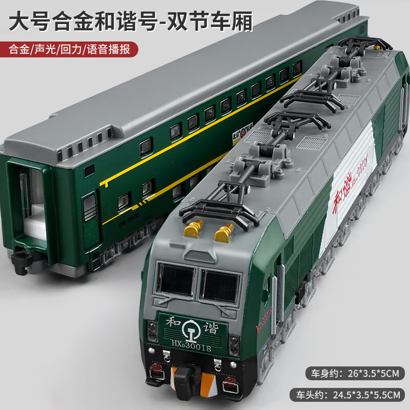 合金綠皮和諧號(hào)火車頭仿真東風(fēng)內(nèi)燃機(jī)車地鐵模型兒童男孩高鐵玩具 綠色和諧號(hào)【2節(jié)裝】