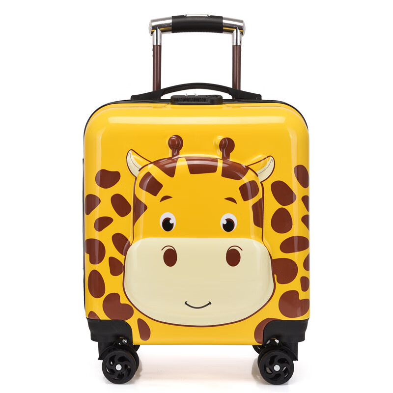 迪士尼（Disney）儿童拉杆箱男女18吋小孩旅行箱宝宝行李箱20吋万向轮儿童登机拖箱 明黄色 3D小鹿 18吋行李箱