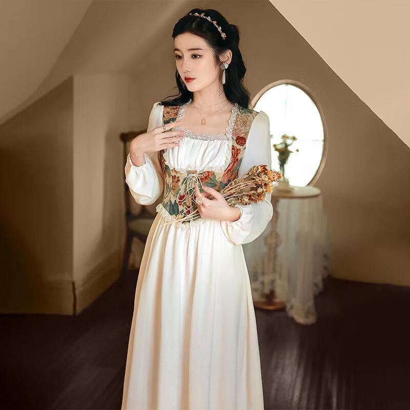 歆栩超仙沙滩裙夏季欧式秋季新款连衣裙欧美风田园风格中长款小清新在