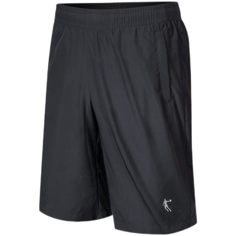乔丹运动短裤男夏季新款男士运动裤透气吸湿排汗篮球裤梭织裤子 黑色(冰感速干-带拉链) 3XL