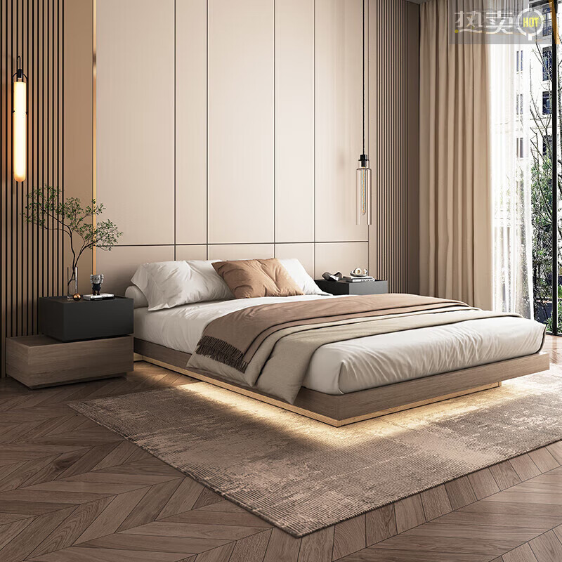 乐俏云悬空床悬浮床现代简约侘寂风无床头床架6平米小卧室ins 悬浮床