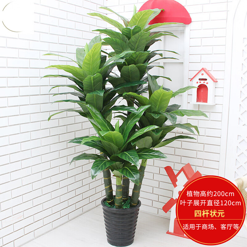 兆族仿真發(fā)財樹仿真植物客廳落地盆景大型綠植盆栽花仿真假樹室內(nèi)植被 2米四桿狀元樹+盆+草