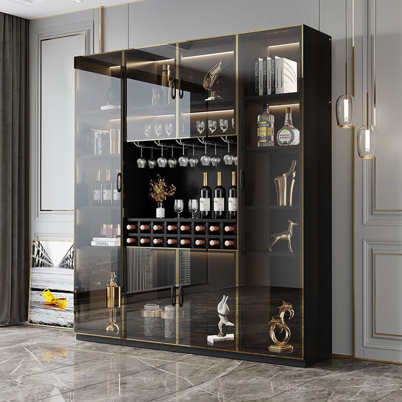 盎梓轻奢酒柜2023年新款玻璃靠墙展示餐边柜现代简约家具家用一体储