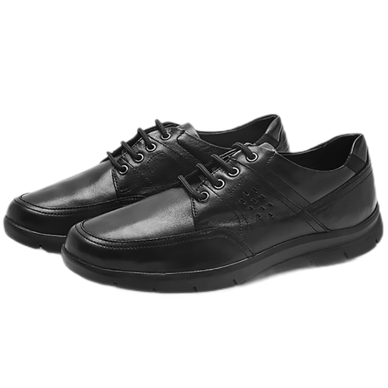 24HRS/西班牙24小時進口男士商務(wù)休閑皮鞋 透氣緩震系帶小牛皮鞋 11756 黑色 40