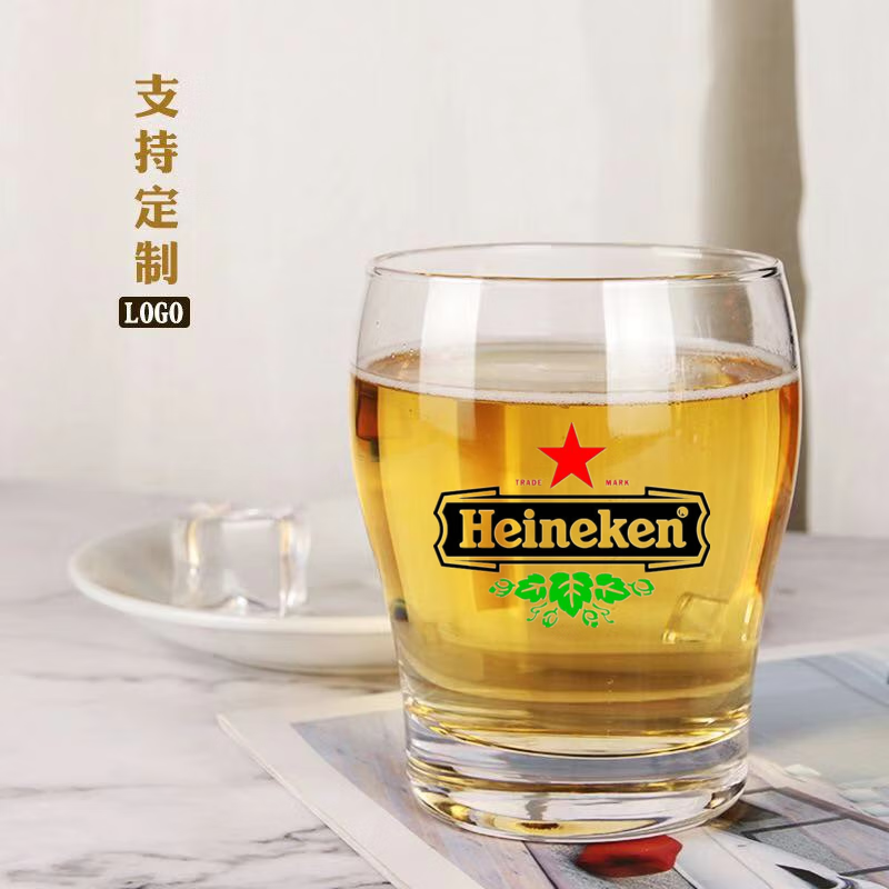 【闪电发货】喜力啤酒杯商用heineken创意玻璃啤酒杯加厚耐热小麦啤酒