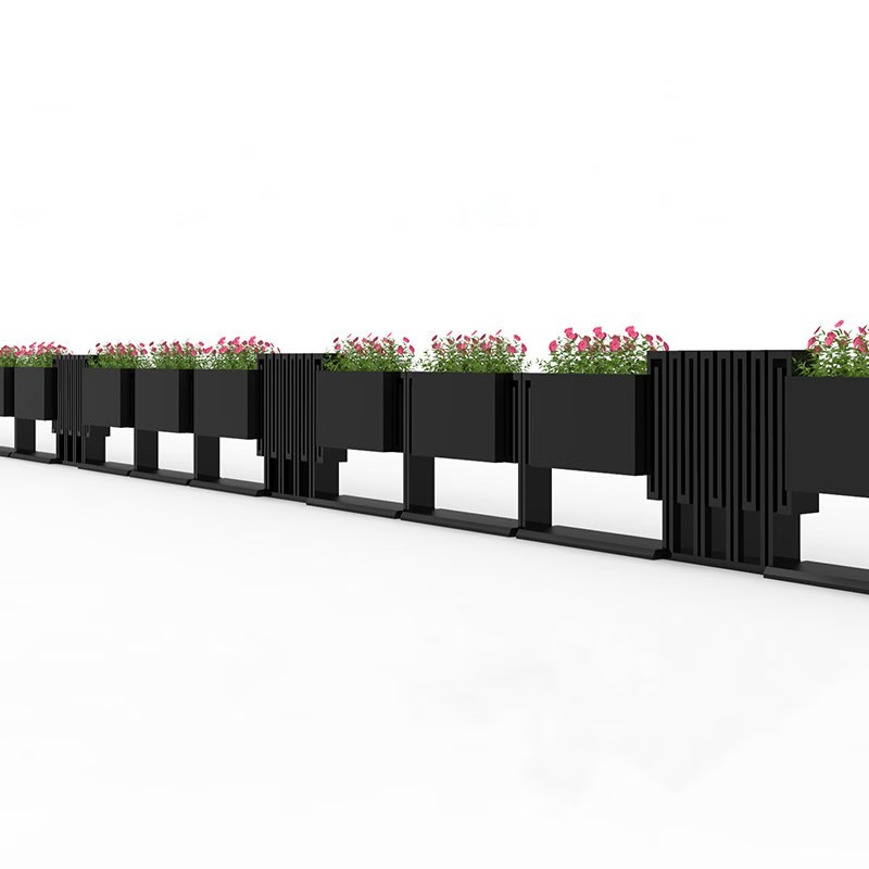 中诺九城市政道路花箱护栏中央隔离带不锈钢隔断花架围栏花箱定做铁艺