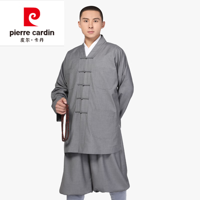 皮尔卡丹（pierre cardin）春秋僧服短褂罗汉褂套装僧衣僧装长褂男女僧人服装 正灰色短褂 175/177 身高