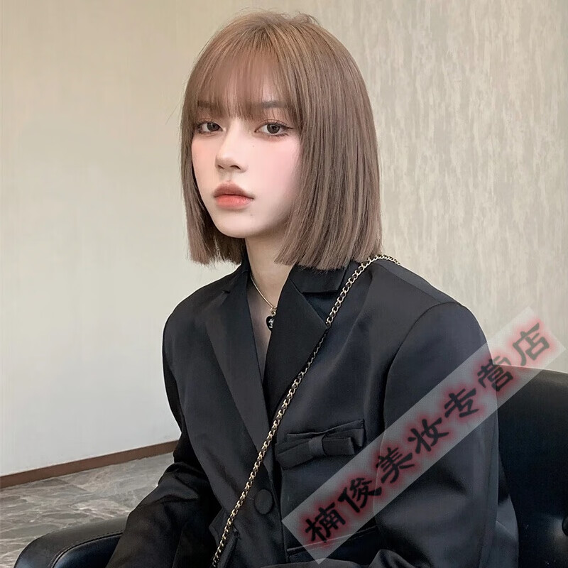 短发波波头 发型圆脸修脸减龄自然少女初恋头中短发全头套式假发女