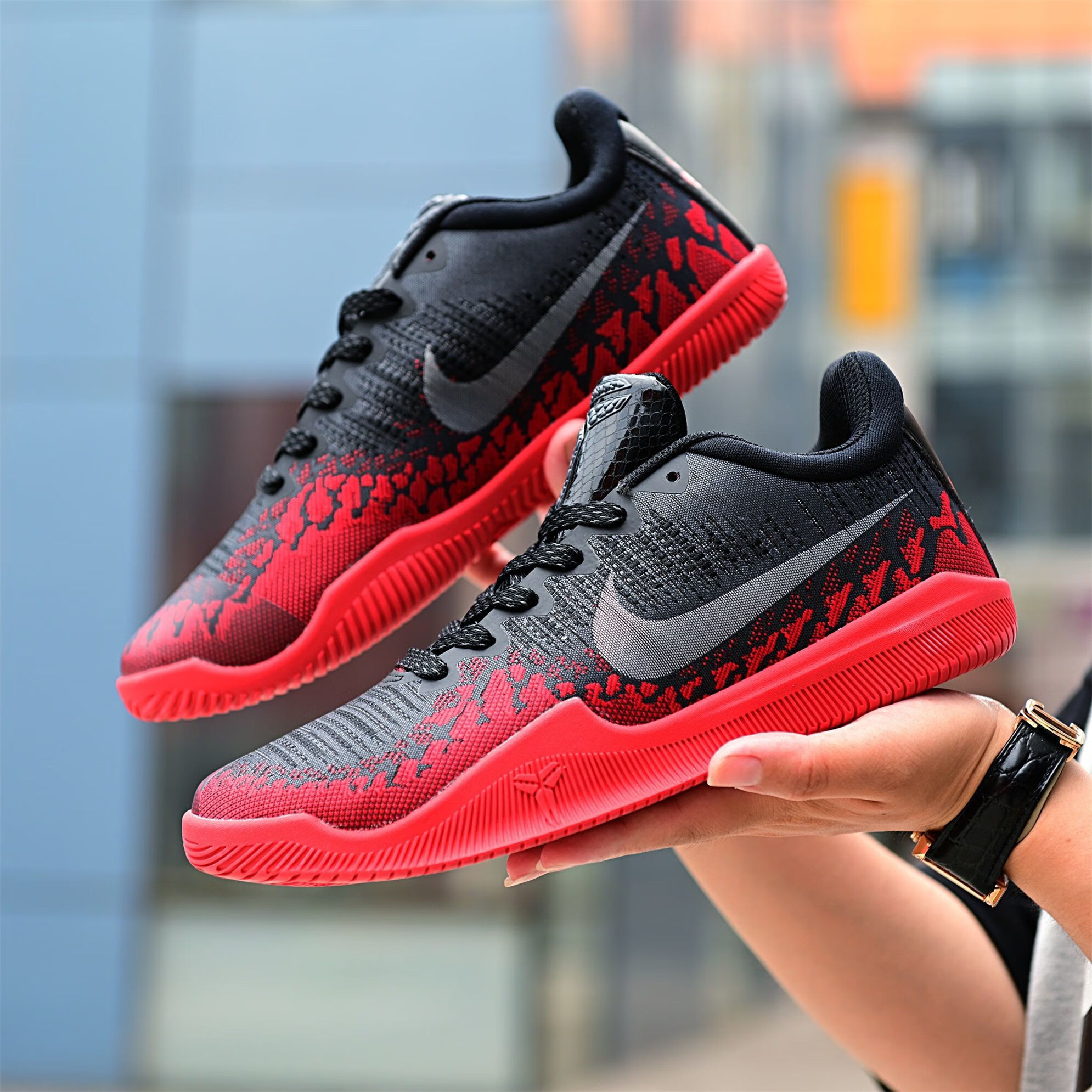 nike耐克aj新款 科比曼巴精神4篮球鞋耐磨减震实战男运动鞋子 黑红 45