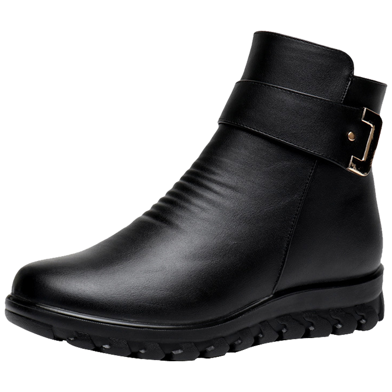 京东妈妈鞋历史价格查询，短靴加绒保暖中老年女鞋M11黑色37|京东妈妈鞋历史价格查询在哪