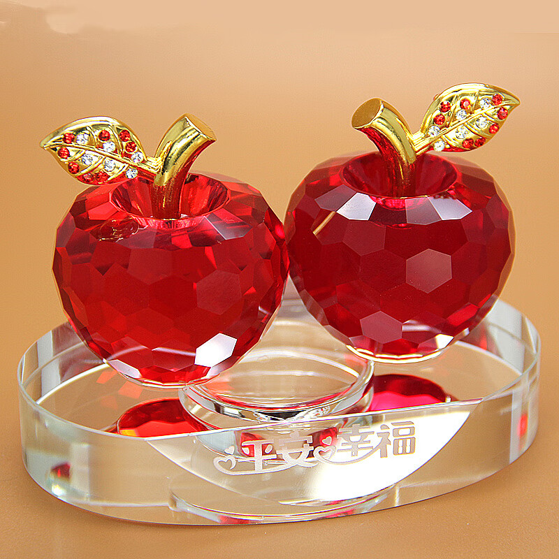 llsm水晶双苹果汽车摆件高档车内车载液体香水网红持久小车香薰除异味