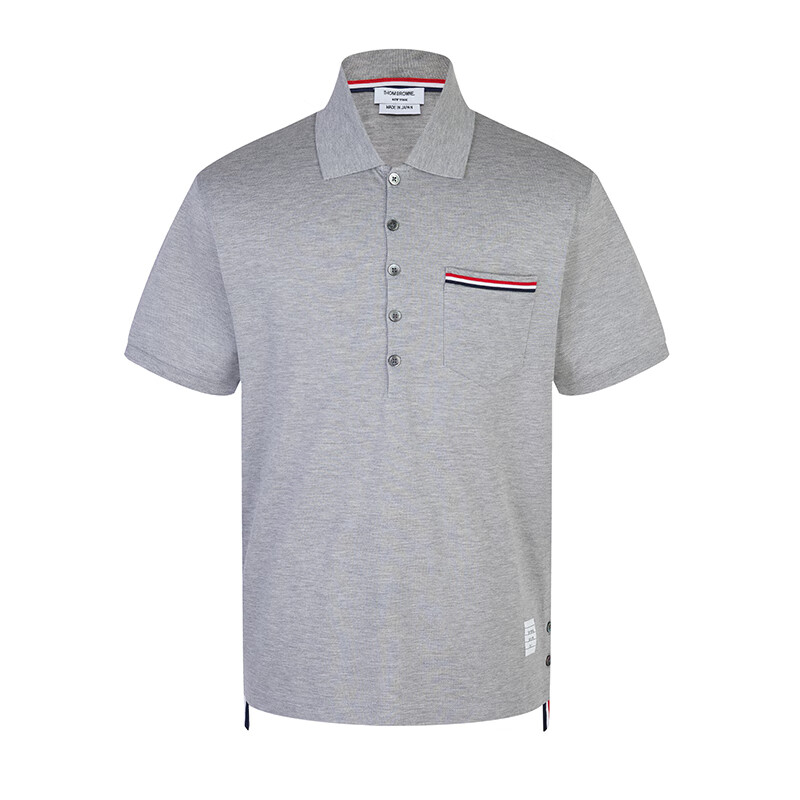 汤姆 布朗(thom browne)男士棉质短袖polo衫浅灰色 mjp022a 01455 055