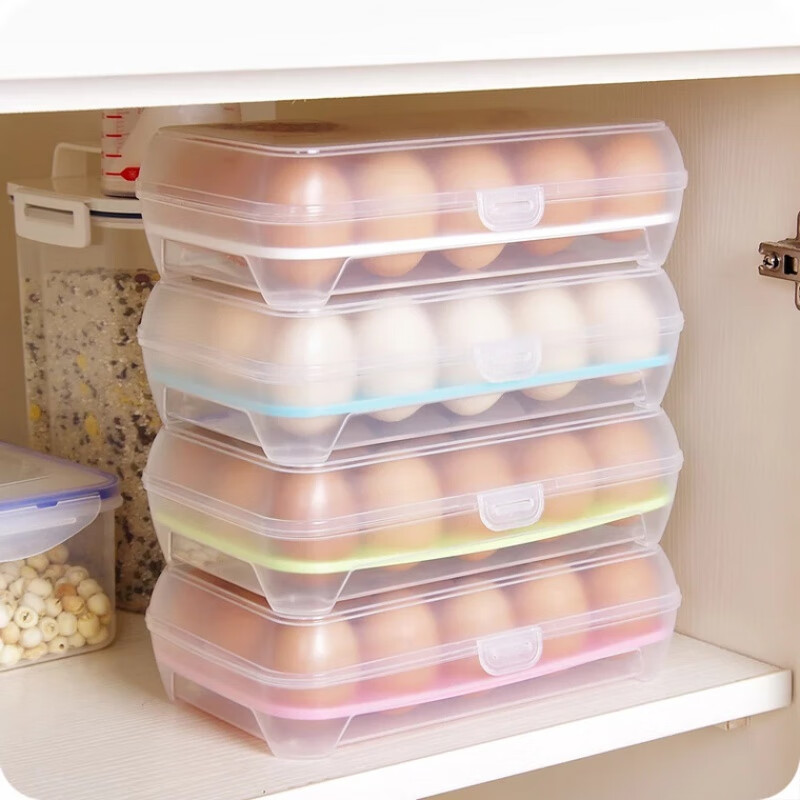 【网红款】冰箱鸡蛋盒食物保鲜盒鸡蛋托鸡蛋格厨房透明塑料盒子放鸡蛋收纳盒彩虹鸟 鸡蛋保鲜盒【15格】【2个装】