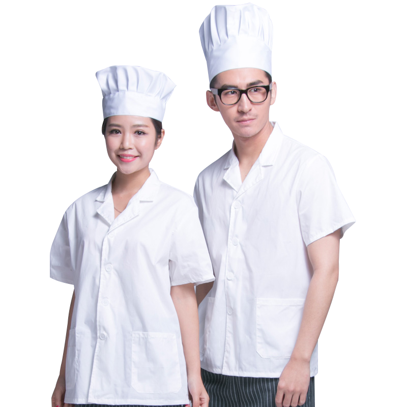 耐典 厨师服男女夏季西餐厅厨房酒店厨师服长短袖食堂工作服可现做logo ND-CS225 白色短袖单上衣 XL