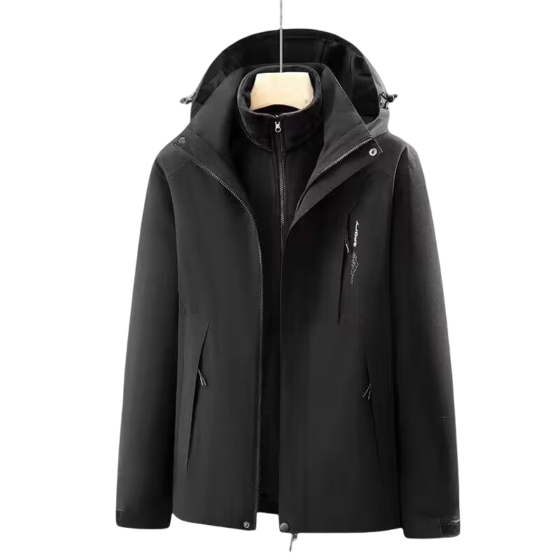 JEEP SPIRIT吉普 夹克外套三合一两件套服防寒舒适休闲户外服 ZT1818 男款灰黑 2XL