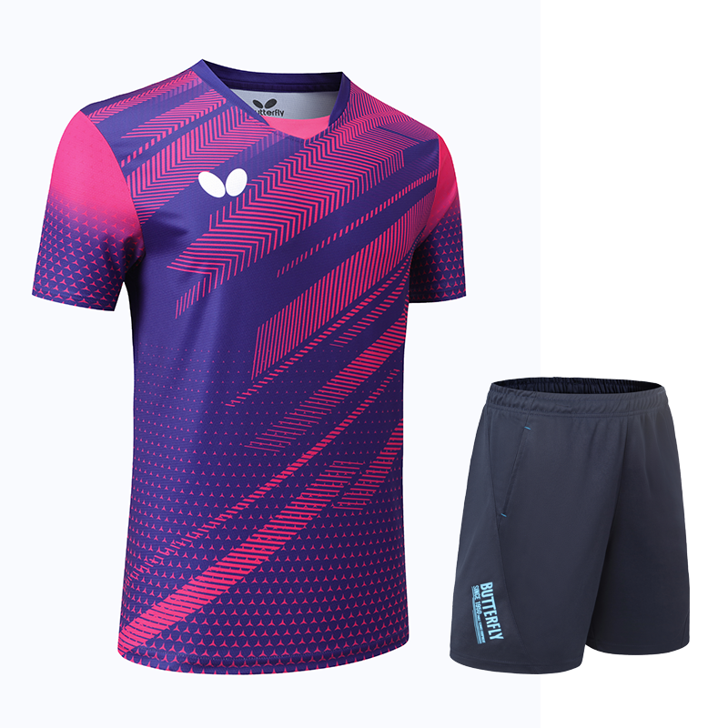 蝴蝶运动乒乓球服新款乒乓球运动服套装速干短袖透气儿童男女上动团购