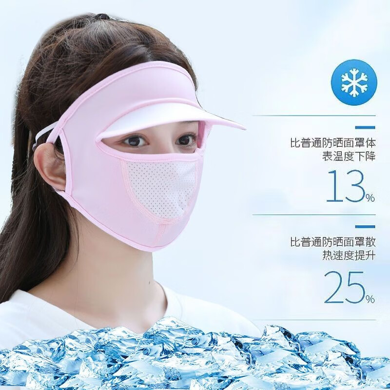 韩泊莉（HANBOLI）美妆工具夏季脸部防晒面罩带帽檐口罩呼吸款冰丝透气遮脸美妆 3个