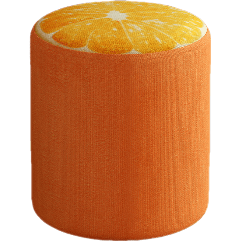 醉季 小凳子家用创意可爱小板凳网红懒人布艺客厅沙发凳多功能圆凳矮凳 【棉麻大号】27CM高 橙子; 默认1