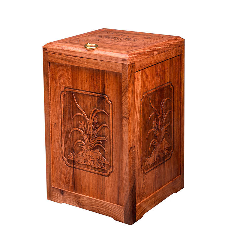 与山择林红木垃圾桶实木雕花中国风古典创意家居客厅大容量茶水桶 雕花垃圾桶