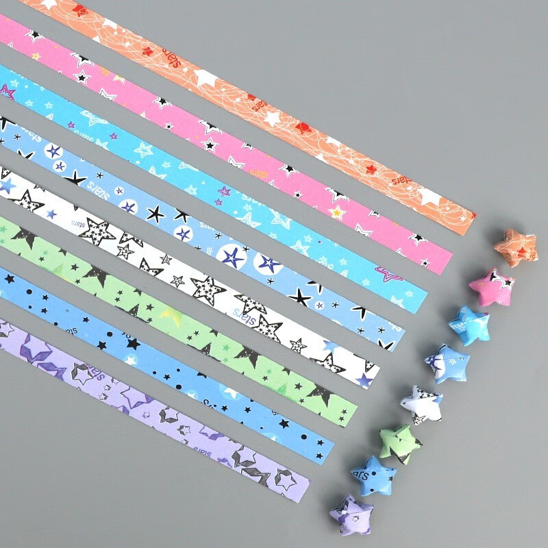 爱惊喜 新款铁塔碎花星座爱心五角星图案星星折纸成品手工叠星条可以