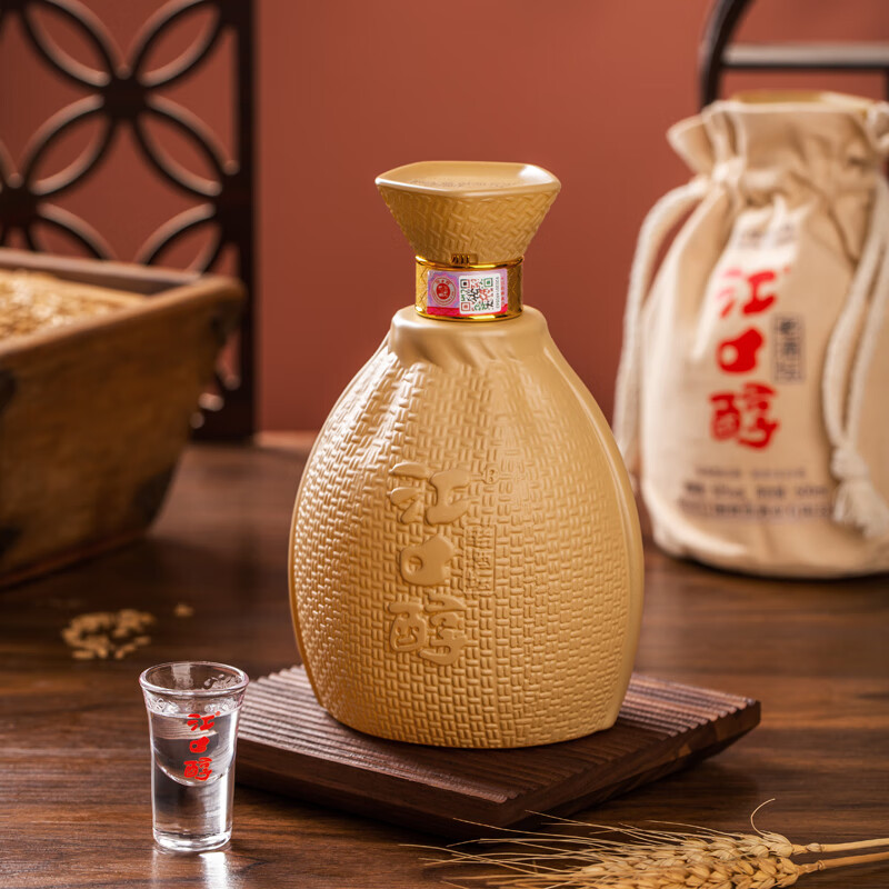 江口醇老酒坛 52度浓香型白酒 口粮酒纯粮食固态发酵光瓶酒 52度 500