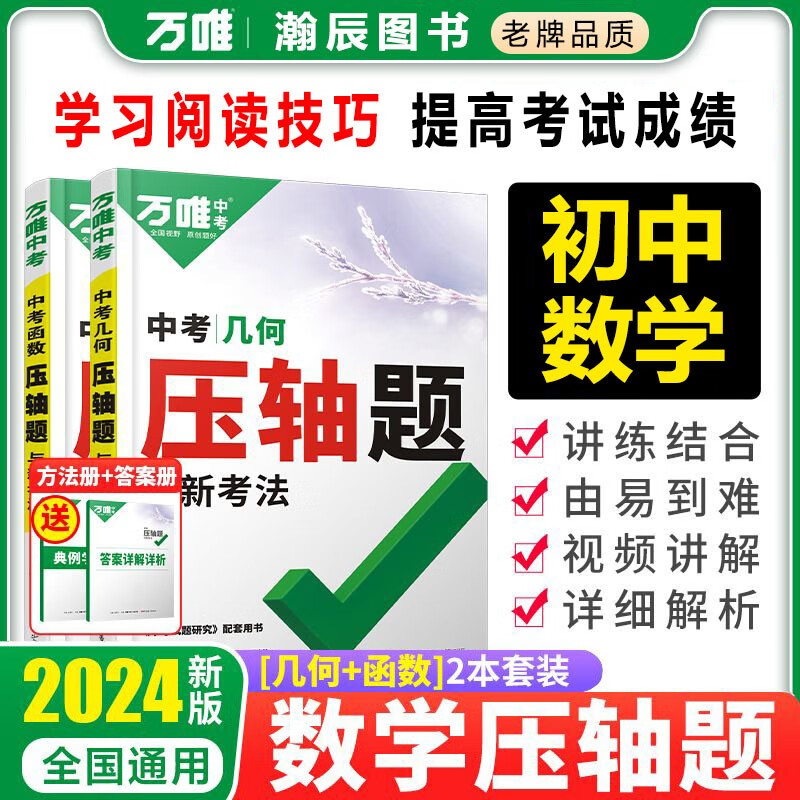 2024万唯中考数学压轴题初中函数几何分题型挑战专项训练万维中考真题试题研究必刷题初二初三八九年级复习资料数学压轴题几何 [2本]数学压轴题-几何+函数
