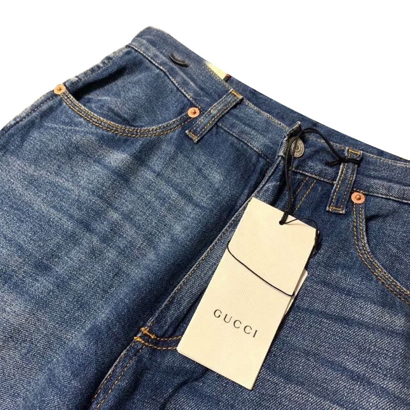 古驰/gucci 女士高腰时尚八分牛仔阔腿裤【 现货】 牛仔蓝 22