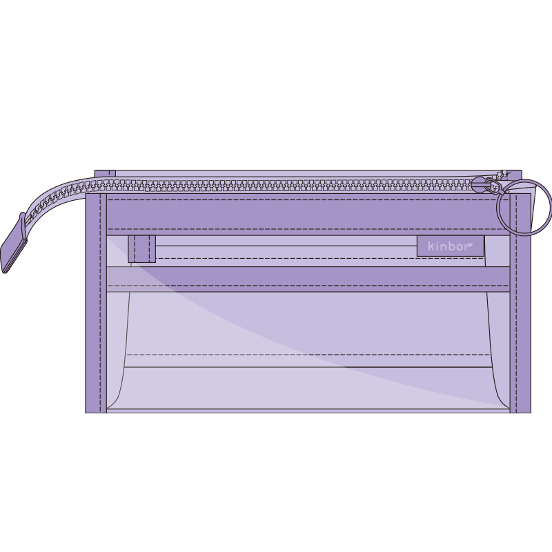 kinbor多巴胺色調大容量透明PVC手帳筆袋拉鏈多層收納初高中學(xué)生文具袋考試文具盒紫色DT55566