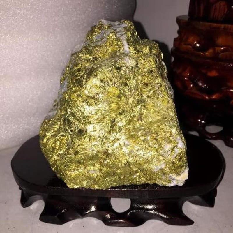 楚锦天然黄金矿石招远金银铜奇石头观赏石晶体矿物原石摆件