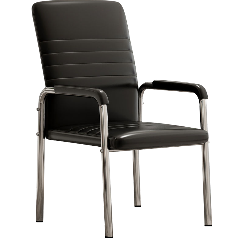 舒客艺家 办公椅子电脑椅职员椅会议椅简约家用座椅靠背椅子简易培训椅子 黑色皮革-四脚椅