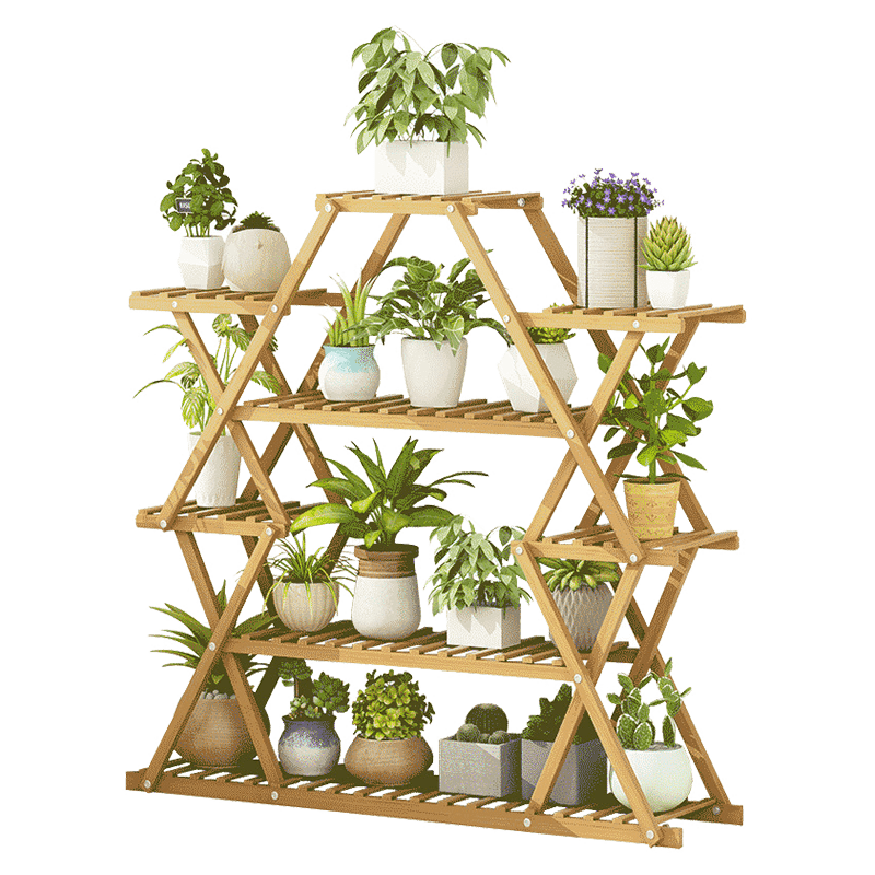 欧丽雅阳台花架置物架家用花盆架实木装饰多肉绿萝花架子室内特价多层 【原色】中号
