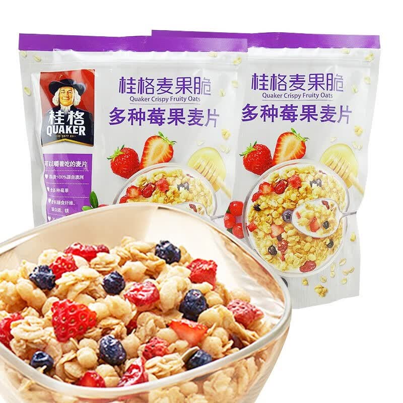 桂格 麦果脆多种莓果麦片420g袋装 即食水果牛奶燕麦片早餐谷物冲饮