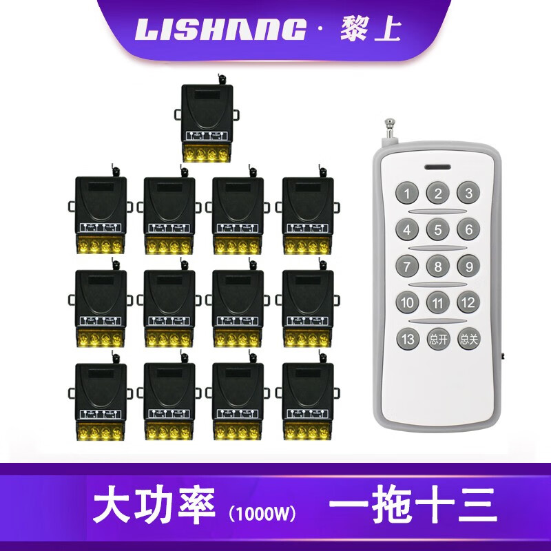 黎上（LISHANG） 无线?？乜卦毒嗬胨孟闯祷樗么蠊β手悄芸?20v多路 1个遥控器+13个接收器