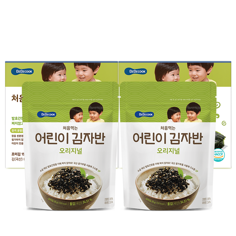 Bebecook【高鈣高鐵】 原味海苔片15g*2盒+原味海苔碎25g*2袋 兒童零食