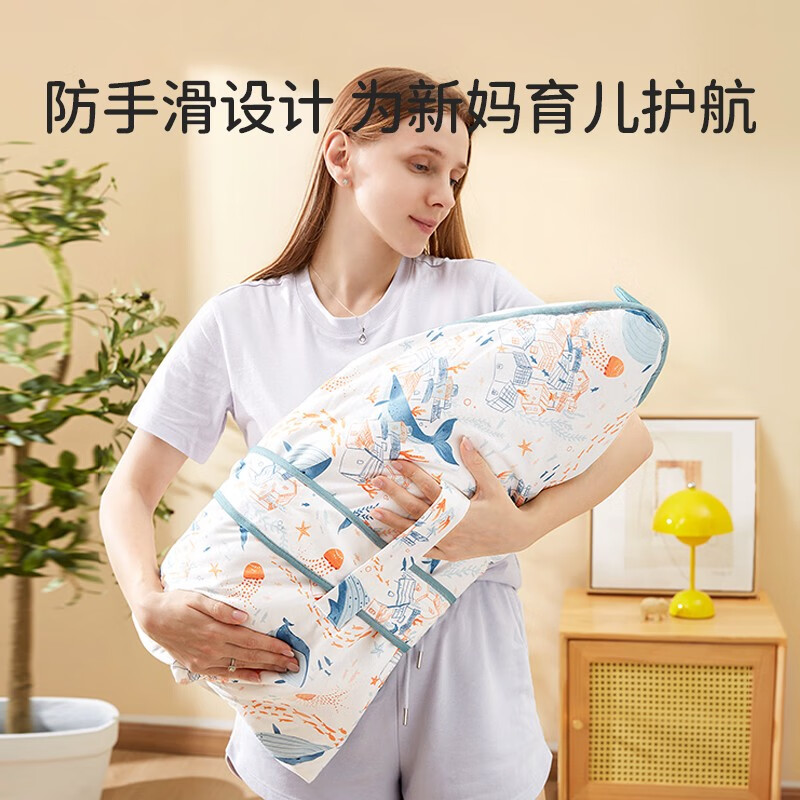 欧孕新生婴儿抱被初生宝宝春秋冬纯棉包被夹棉恒温襁褓产房包被单 樱桃点点【130g】 90cm*90cm