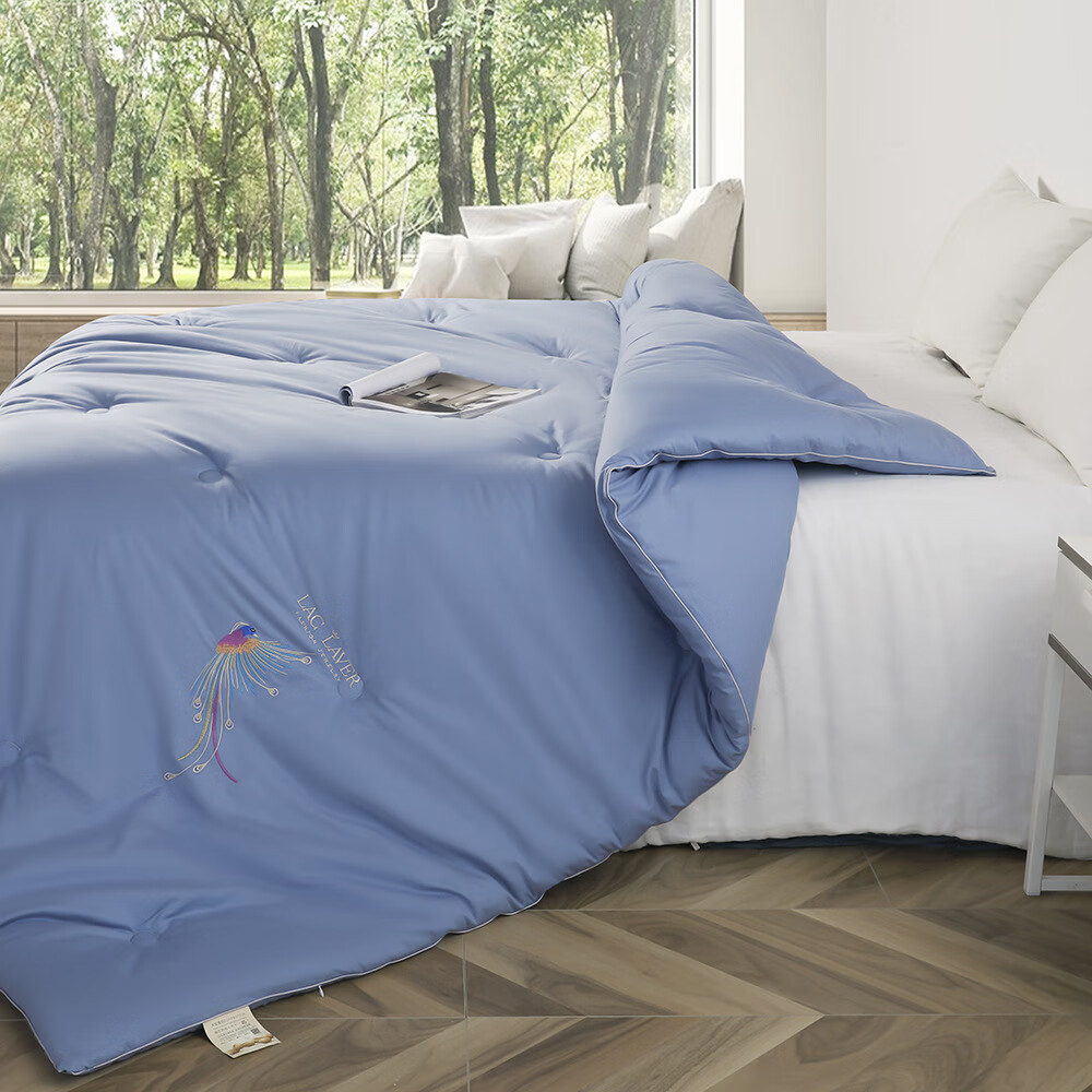 mujia全棉大豆纤维被子婚庆春秋被酒店民宿单双人被芯宿舍冬被 蓝色