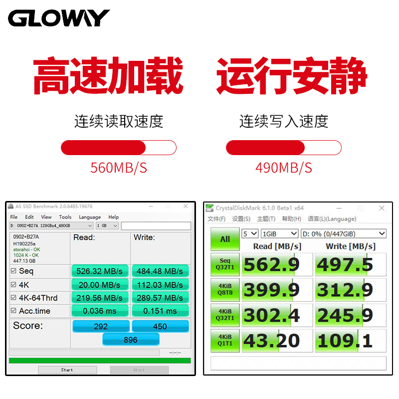 光威（Gloway）480GB SSD固态硬盘 SATA3.0接口 悍将系列-畅快体验高速存储